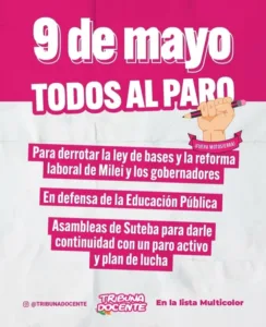 PARA QUE LA DOCENCIA PARE MASIVAMENTE EL 9 DE MAYO