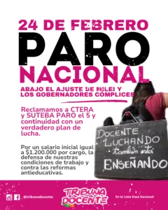 Es necesario darle continuidad al paro del 24/02 para derrotar el ajuste educativo de Milei y los gobernadores c贸mplices