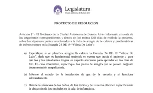 [Legislatura] Pedido de informes sobre Escuela 24 DE 19