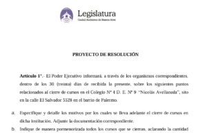 [LEGISLATURA] Pedido de informes por cierre de cursos en el Colegio Avellaneda