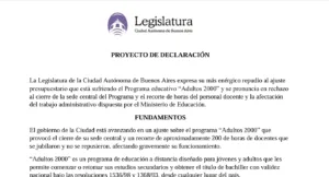 [LEGISLATURA] Proyecto contra el ajuste en Adultos 2000